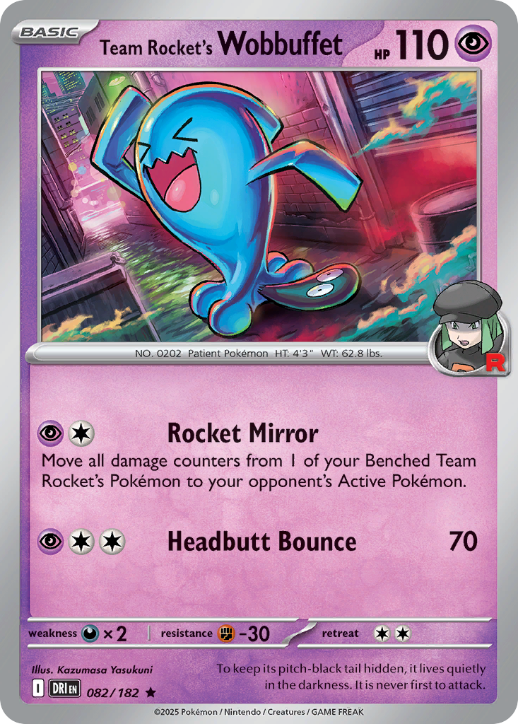 Team Rocket's Wobbuffet - 82/182 - Holofoil - NM - Rare - Destined Rivals
