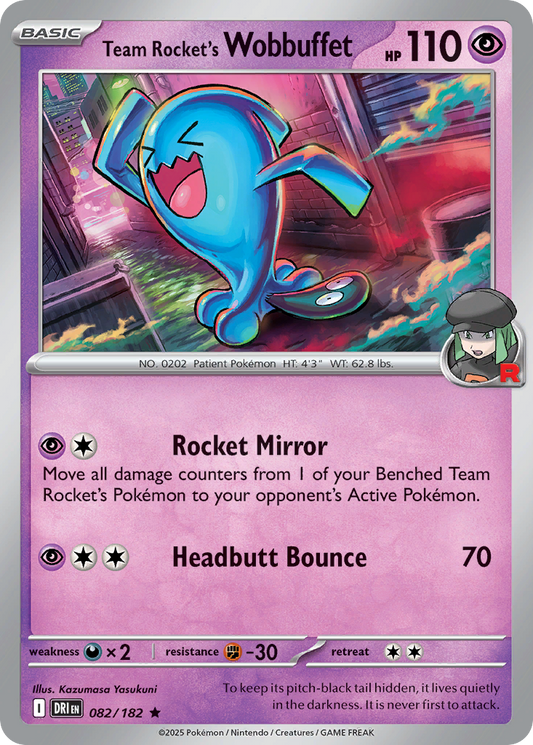Team Rocket's Wobbuffet - 82/182 - Holofoil - NM - Rare - Destined Rivals