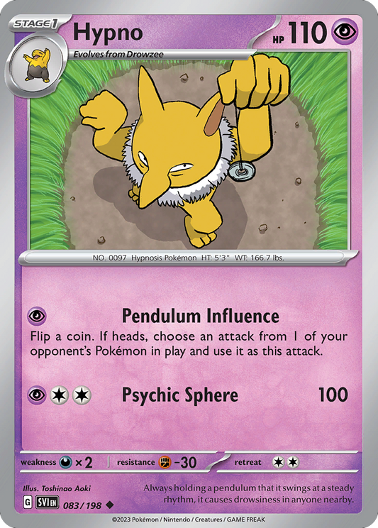 Hypno - 83/198 - Reverse Holofoil - NM - Uncommon - Scarlet & Violet