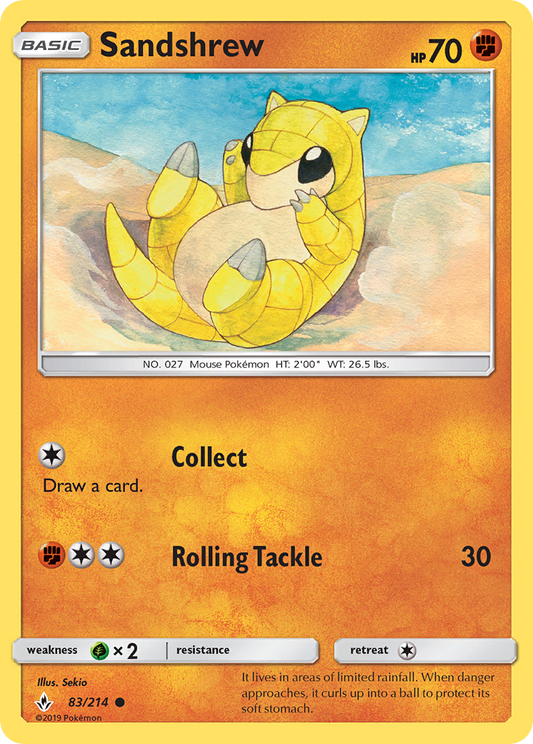 Sandshrew - 83/214 - Normal - NM - Common - Unbroken Bonds