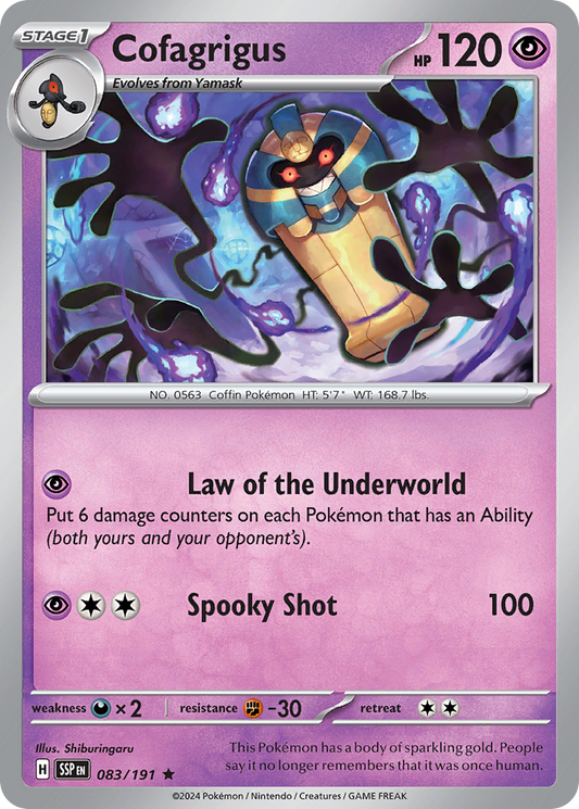 Cofagrigus - 83/191 - Reverse Holofoil - NM - Rare - Surging Sparks