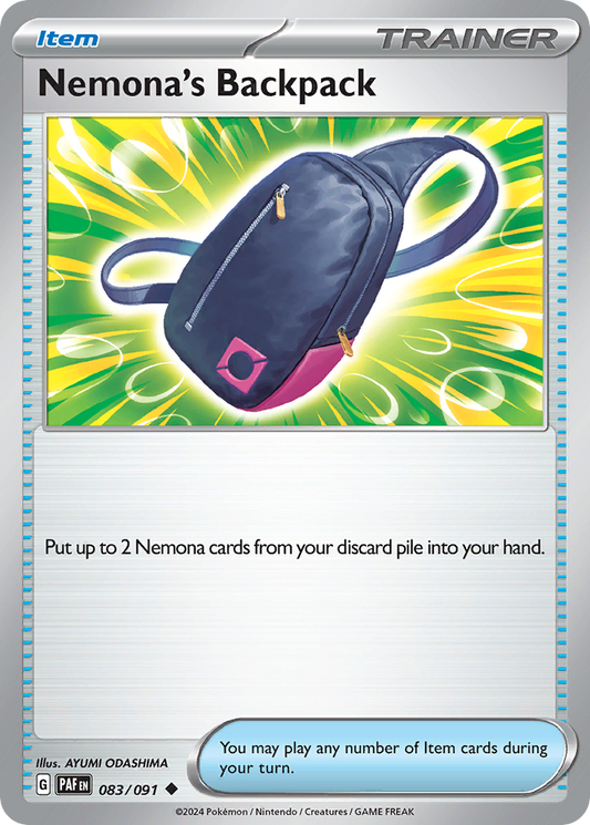 Nemona's Backpack - 83/91 - Reverse Holofoil - NM - Uncommon - Paldean Fates