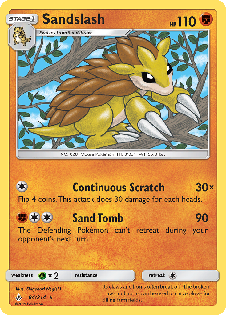 Sandslash - 84/214 - Normal - NM - Rare - Unbroken Bonds