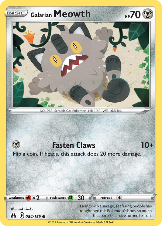 Galarian Meowth - 84/159 - Normal - NM - Common - Crown Zenith