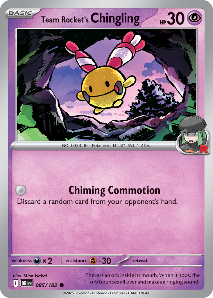 Team Rocket's Chingling - 85/182 - Reverse Holofoil - NM - Common - Destined Rivals
