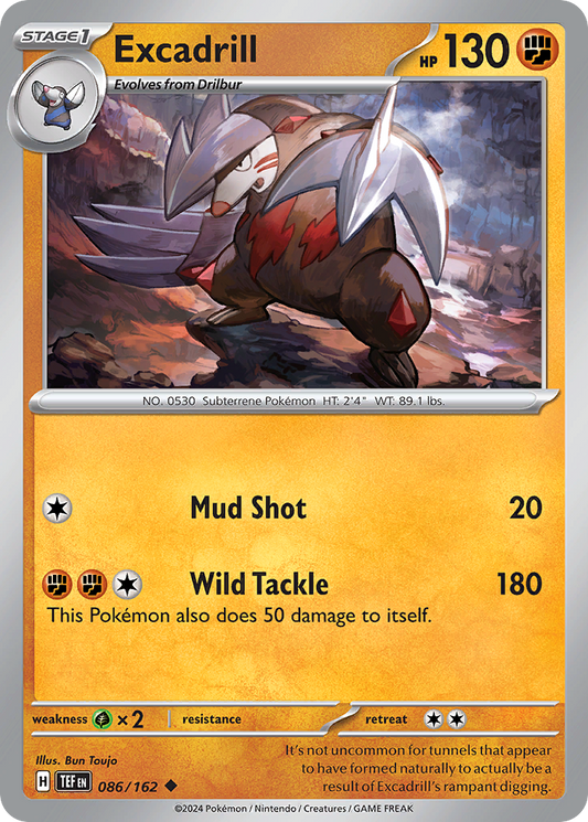 Excadrill - 86/162 - Reverse Holofoil - NM - Uncommon - Temporal Forces