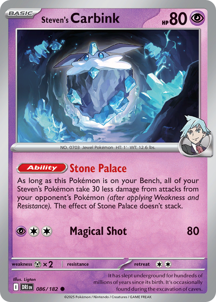 Steven's Carbink - 86/182 - Reverse Holofoil - NM - Common - Destined Rivals