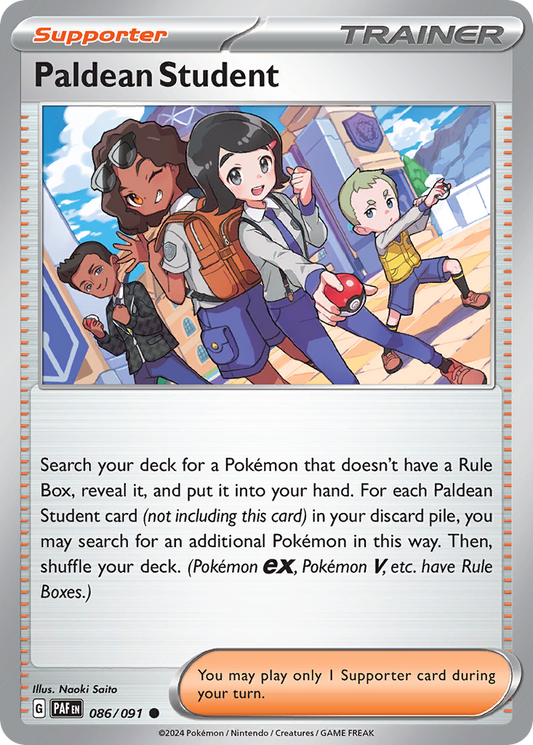 Paldean Student - 86/91 - Normal - NM - Common - Paldean Fates