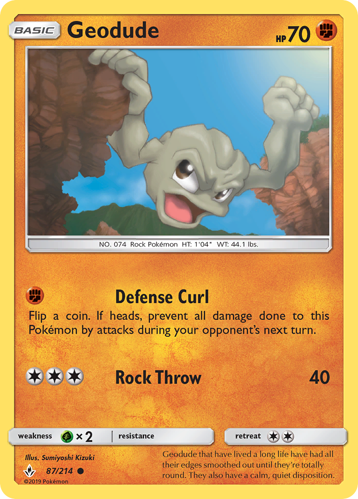 Geodude - 87/214 - Normal - NM - Common - Unbroken Bonds