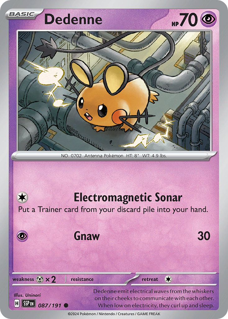 Dedenne - 87/191 - Reverse Holofoil - NM - Common - Surging Sparks