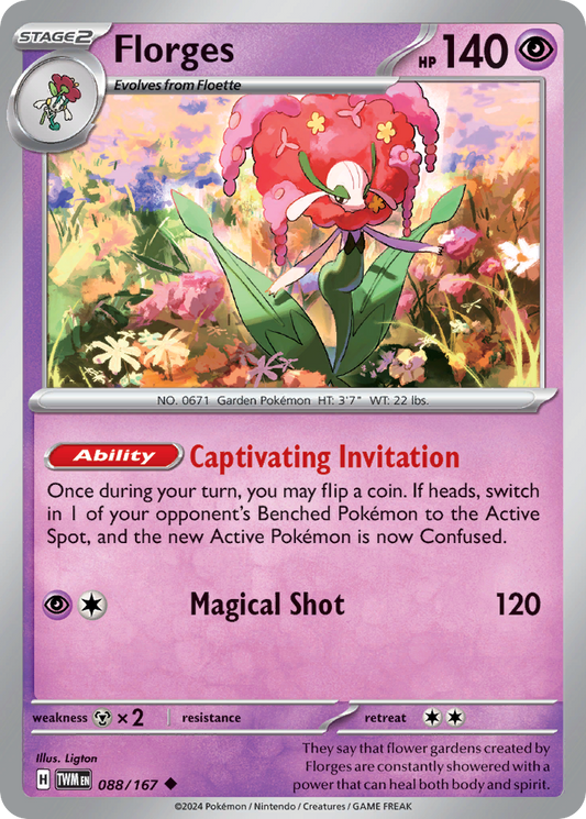 Florges - 88/167 - Reverse Holofoil - NM - Uncommon - Twilight Masquerade