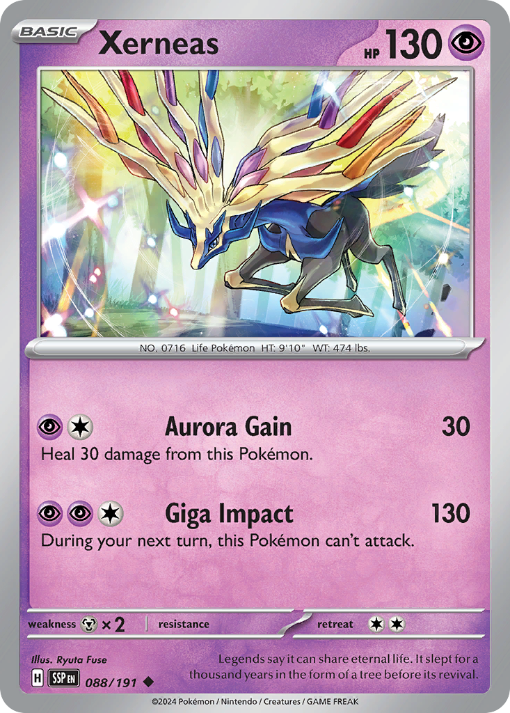 Xerneas - 88/191 - Reverse Holofoil - NM - Uncommon - Surging Sparks