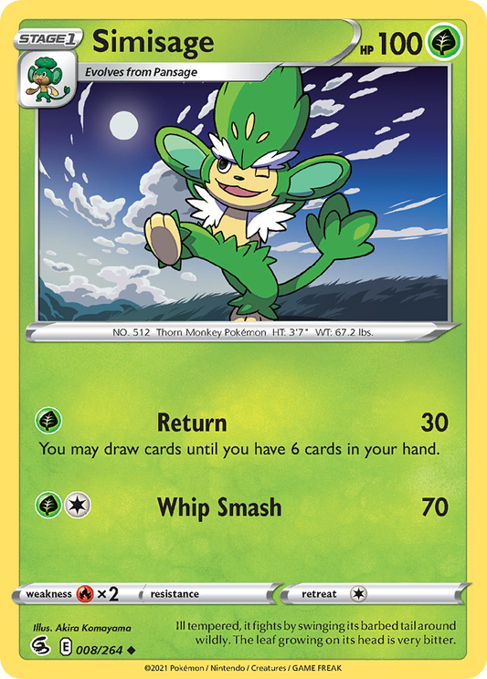 Simisage - 8/264 - Normal - NM - Uncommon - Fusion Strike