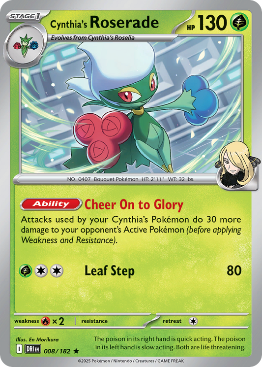 Cynthia's Roserade - 8/182 - Holofoil - NM - Rare - Destined Rivals