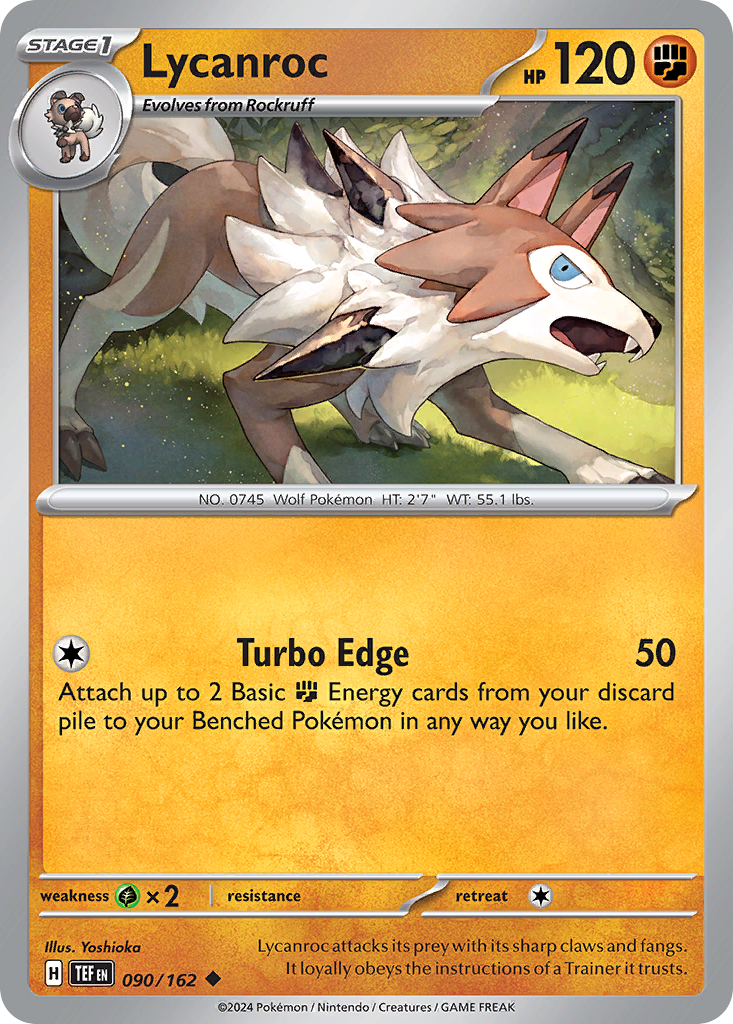 Lycanroc - 90/162 - Reverse Holofoil - NM - Uncommon - Temporal Forces