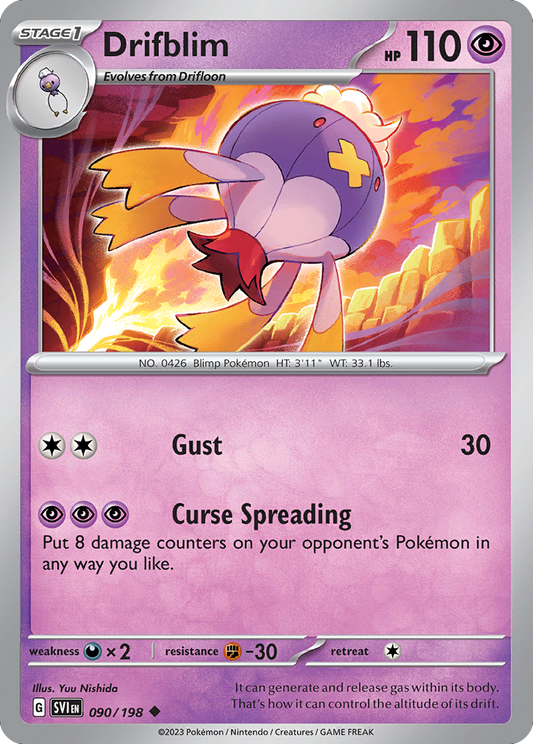 Drifblim - 90/198 - Reverse Holofoil - NM - Uncommon - Scarlet & Violet