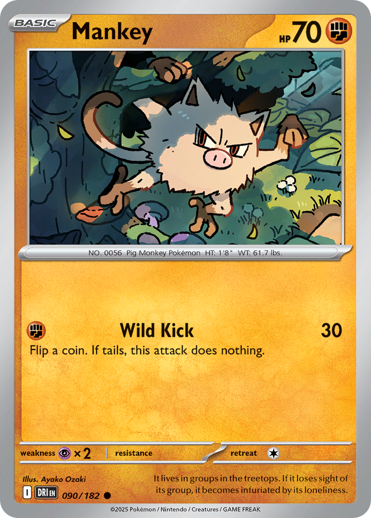 Mankey - 90/182 - Reverse Holofoil - NM - Common - Destined Rivals