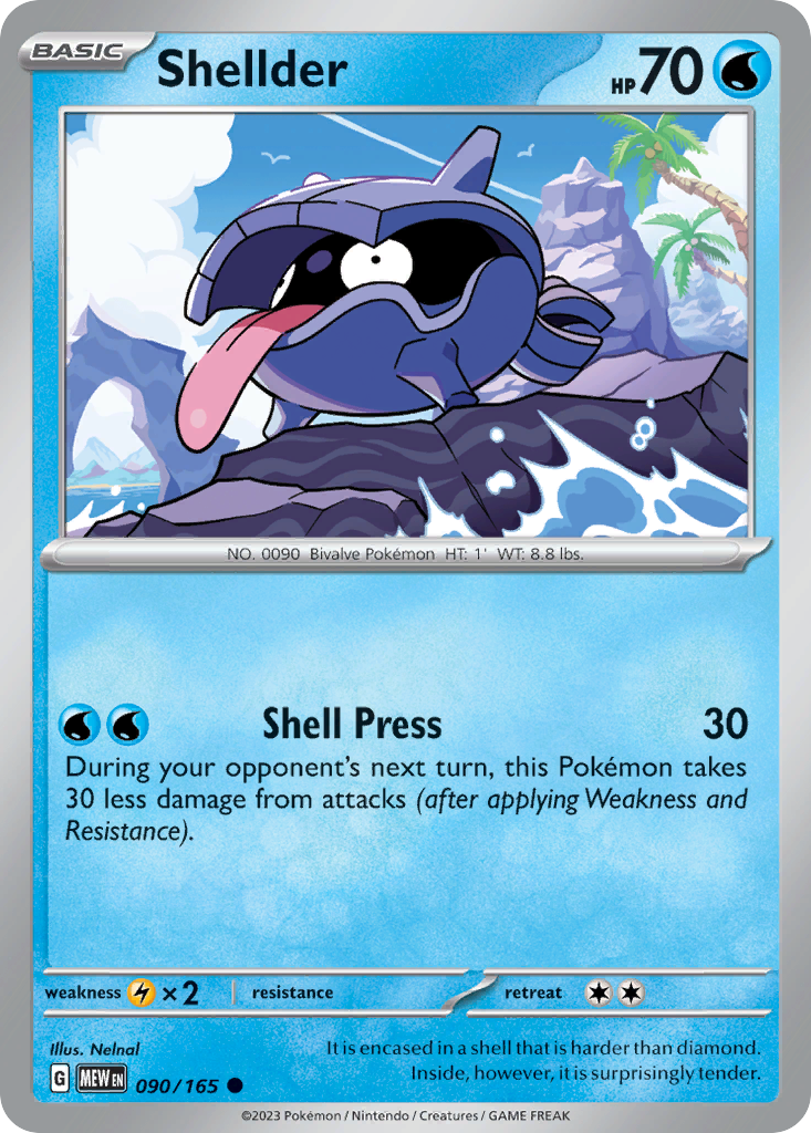 Shellder - 90/165 - Reverse Holofoil - NM - Common - 151