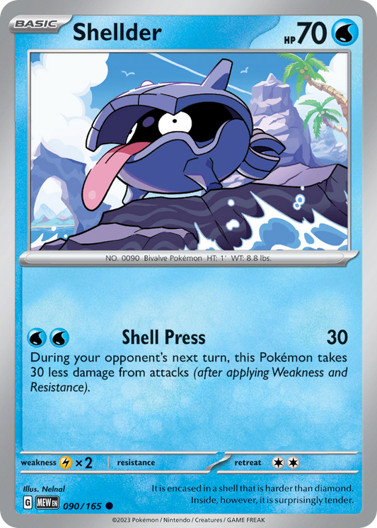 Shellder - 90/165 - Reverse Holofoil - NM - Common - 151