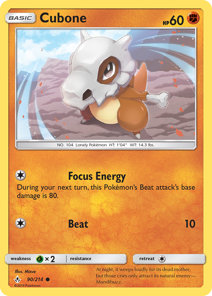 Cubone - 90/214 - Normal - NM - Common - Unbroken Bonds