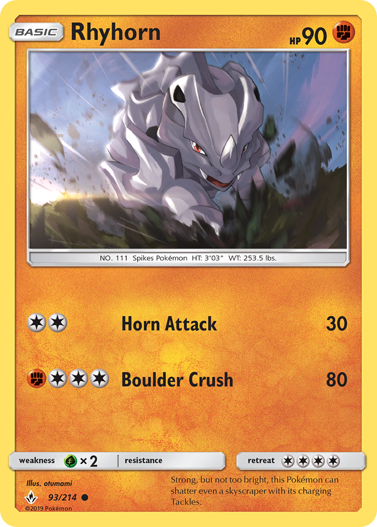 Rhyhorn - 93/214 - Normal - NM - Common - Unbroken Bonds