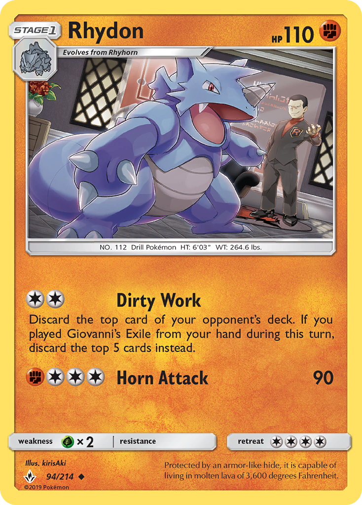 Rhydon - 94/214 - Normal - NM - Uncommon - Unbroken Bonds
