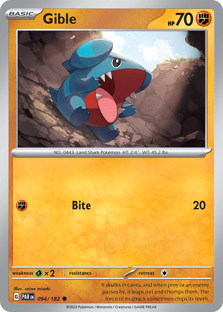 Gible - 94/182 - Normal - NM - Common - Paradox Rift