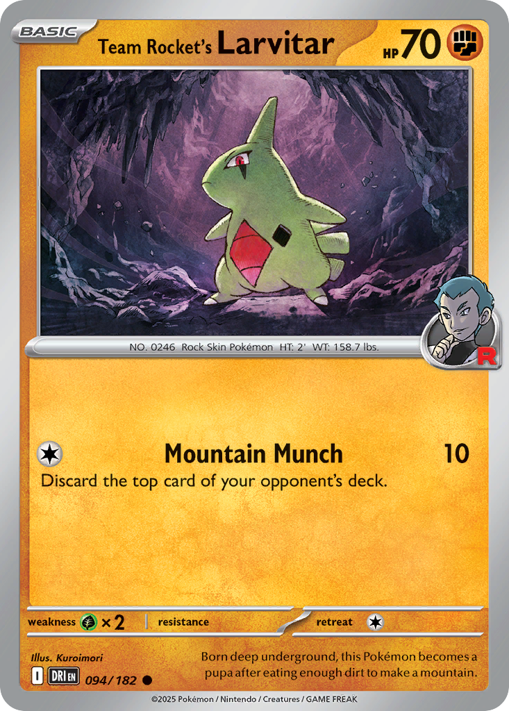 Team Rocket's Larvitar - 94/182 - Reverse Holofoil - NM - Common - Destined Rivals