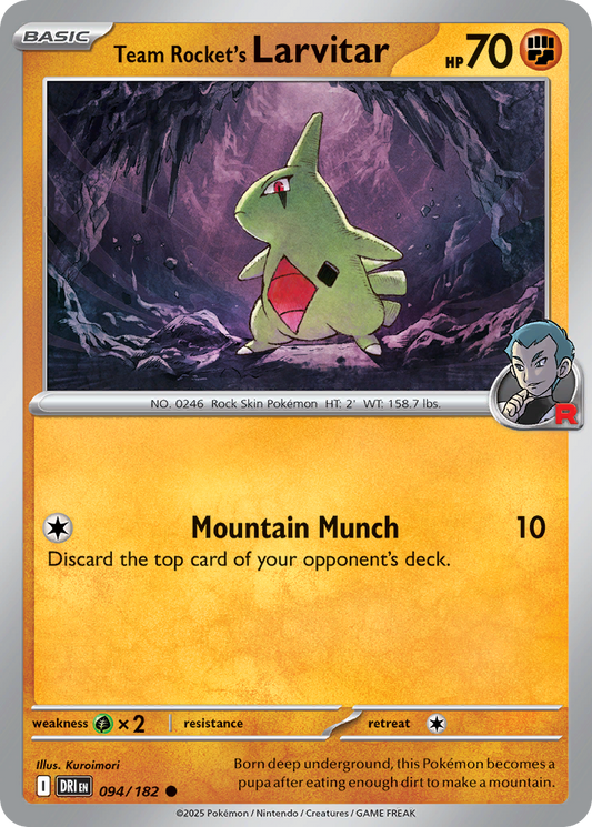 Team Rocket's Larvitar - 94/182 - Reverse Holofoil - NM - Common - Destined Rivals