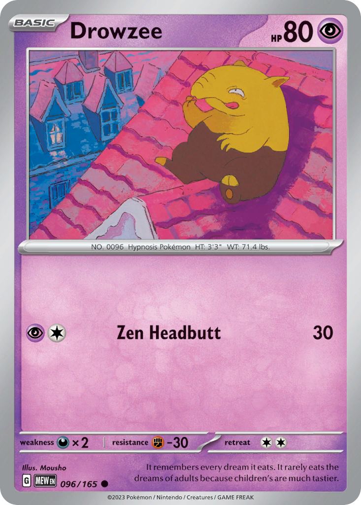 Drowzee - 96/165 - Reverse Holofoil - NM - Common - 151