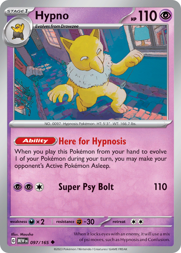 Hypno - 97/165 - Reverse Holofoil - NM - Uncommon - 151