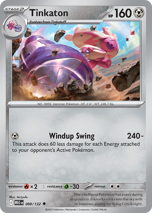 Tinkaton - 98/132 - Reverse Holofoil - NM - Uncommon - Mega Evolution