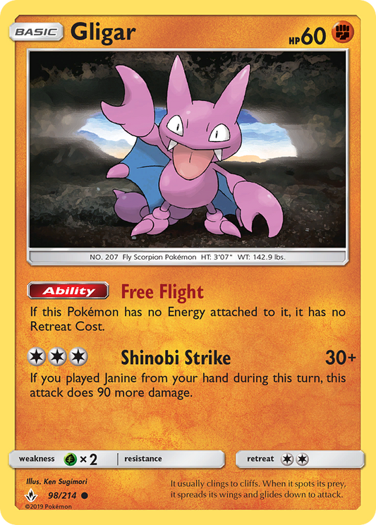 Gligar - 98/214 - Normal - NM - Common - Unbroken Bonds