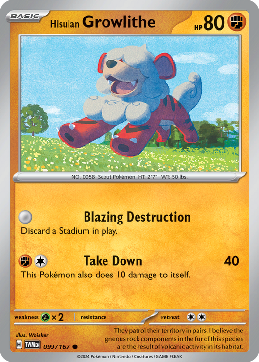 Hisuian Growlithe - 99/167 - Normal - NM - Common - Twilight Masquerade