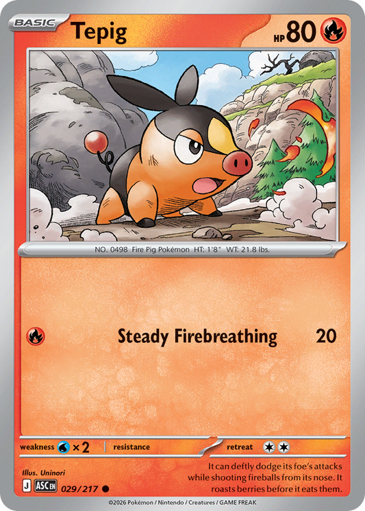 Tepig (Friend Ball) - 29/217 - Reverse Holofoil - NM - Common - Ascended Heroes