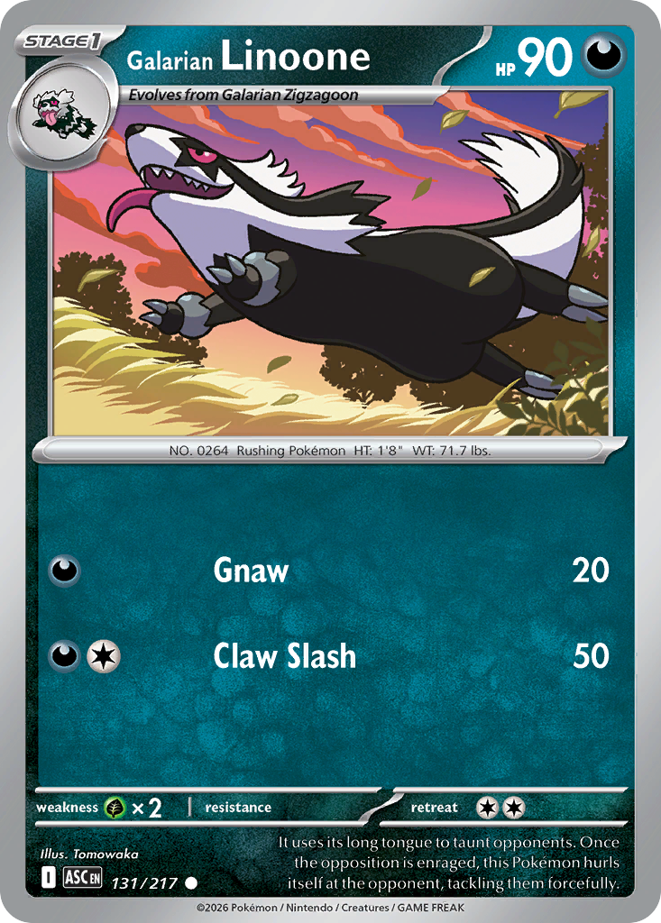 Galarian Linoone - 131/217 - Normal - NM - Common - Ascended Heroes