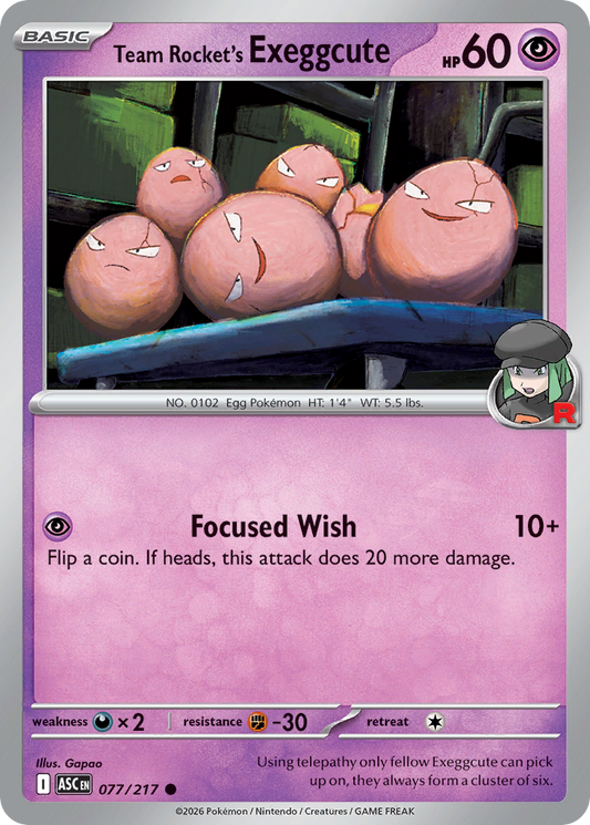 Team Rocket's Exeggcute (Energy Symbol Pattern) - 77/217 - Reverse Holofoil - NM - Common - Ascended Heroes