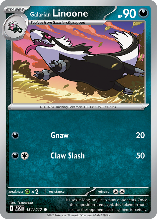 Galarian Linoone (Energy Symbol Pattern) - 131/217 - Reverse Holofoil - NM - Common - Ascended Heroes