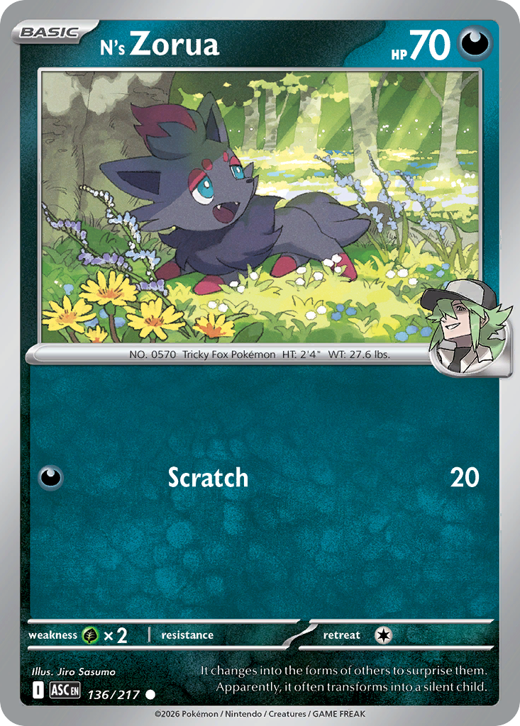 N's Zorua - 136/217 - Normal - NM - Common - Ascended Heroes