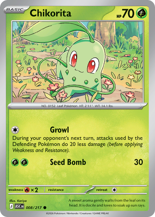 Chikorita (Energy Symbol Pattern) - 8/217 - Reverse Holofoil - NM - Common - Ascended Heroes