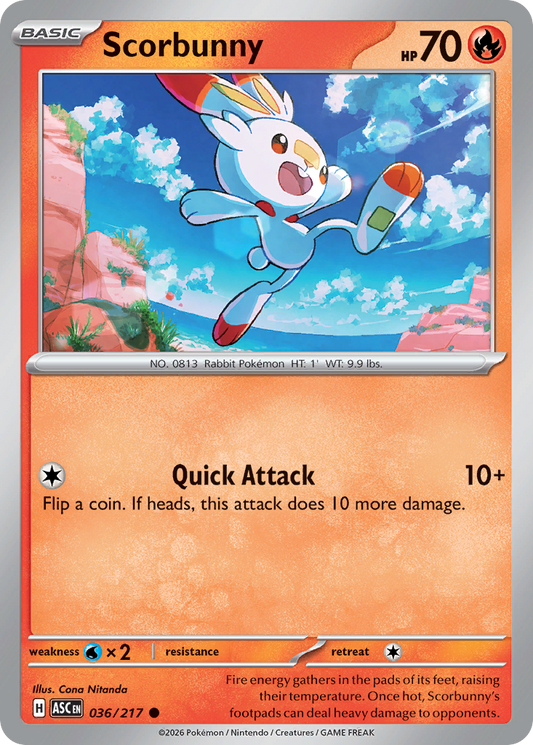 Scorbunny - 36/217 - Normal - NM - Common - Ascended Heroes