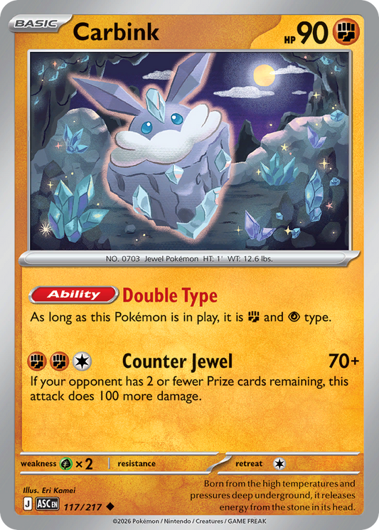 Carbink - 117/217 - Normal - NM - Uncommon - Ascended Heroes