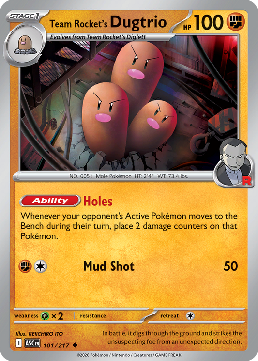 Team Rocket's Dugtrio - 101/217 - Normal - NM - Uncommon - Ascended Heroes