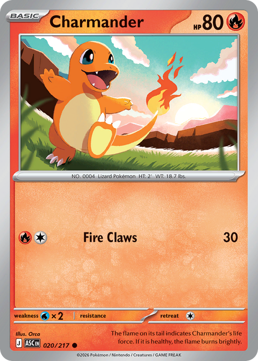 Charmander (Quick Ball) - 20/217 - Reverse Holofoil - NM - Common - Ascended Heroes