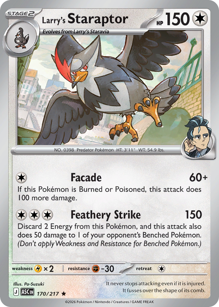 Larry's Staraptor - 170/217 - Holofoil - NM - Rare - Ascended Heroes
