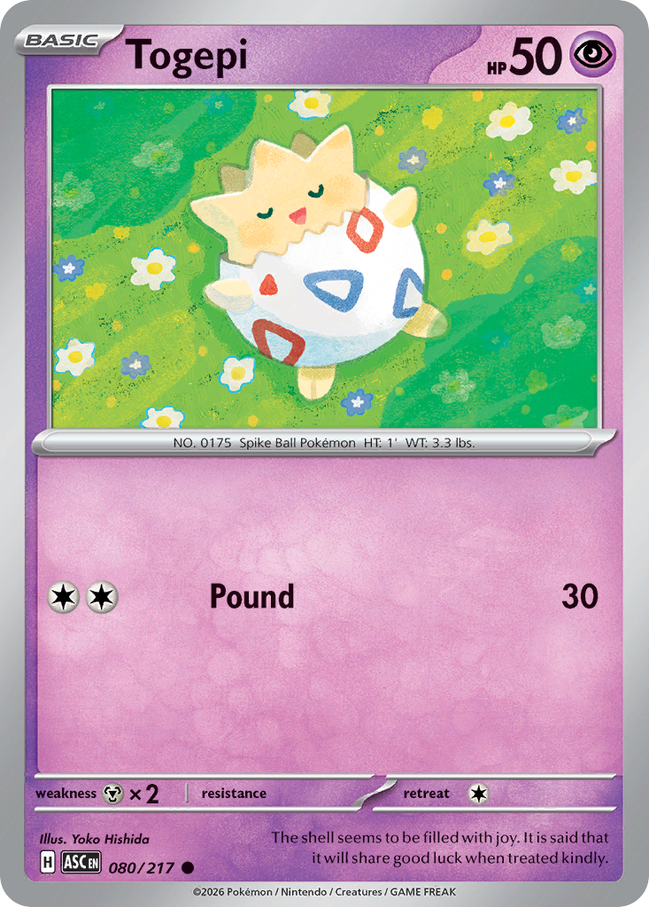 Togepi (Love Ball) - 80/217 - Reverse Holofoil - NM - Common - Ascended Heroes