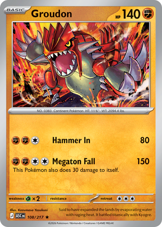 Groudon (Dusk Ball) - 108/217 - Reverse Holofoil - NM - Rare - Ascended Heroes