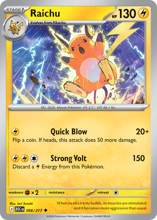 Raichu (Friend Ball) - 56/217 - Reverse Holofoil - NM - Uncommon - Ascended Heroes