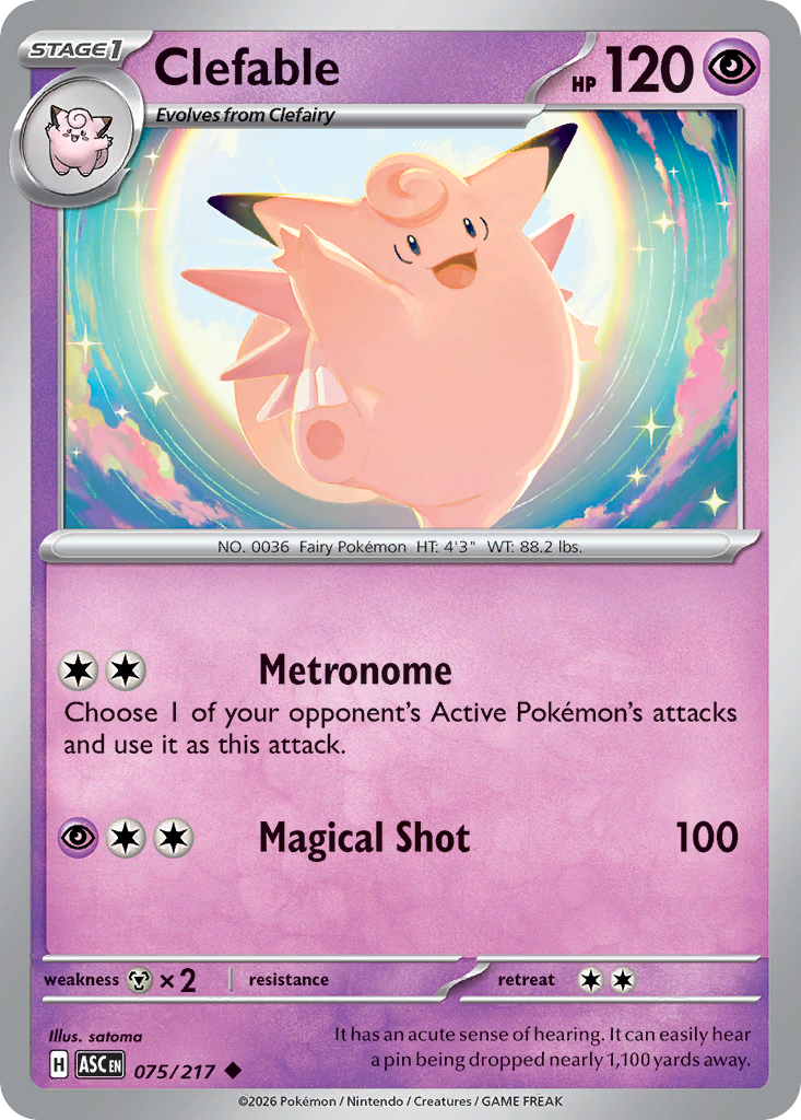 Clefable - 75/217 - Normal - NM - Uncommon - Ascended Heroes