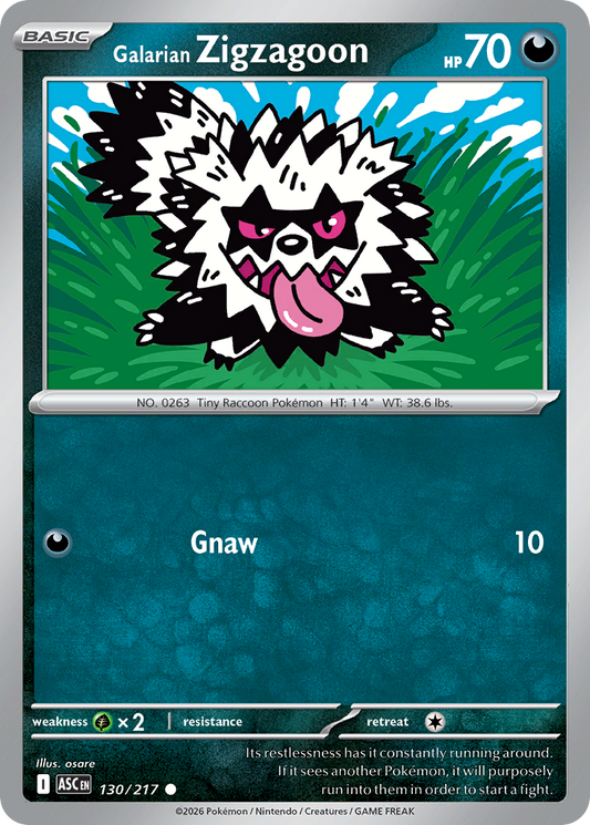 Galarian Zigzagoon (Dusk Ball) - 130/217 - Reverse Holofoil - NM - Common - Ascended Heroes